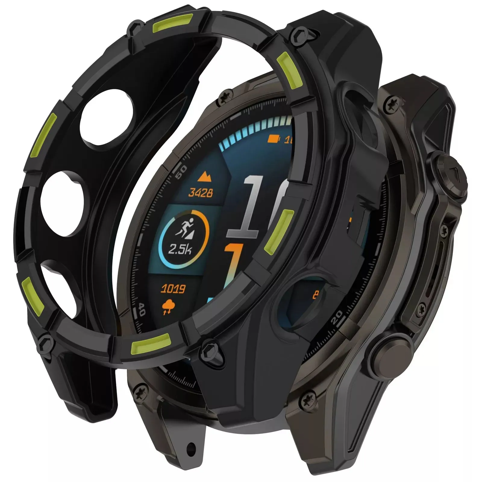 Drop Guard Garmin Fenix 8 - 47mm SOLAR Rugged TPU Case (Black/Green)