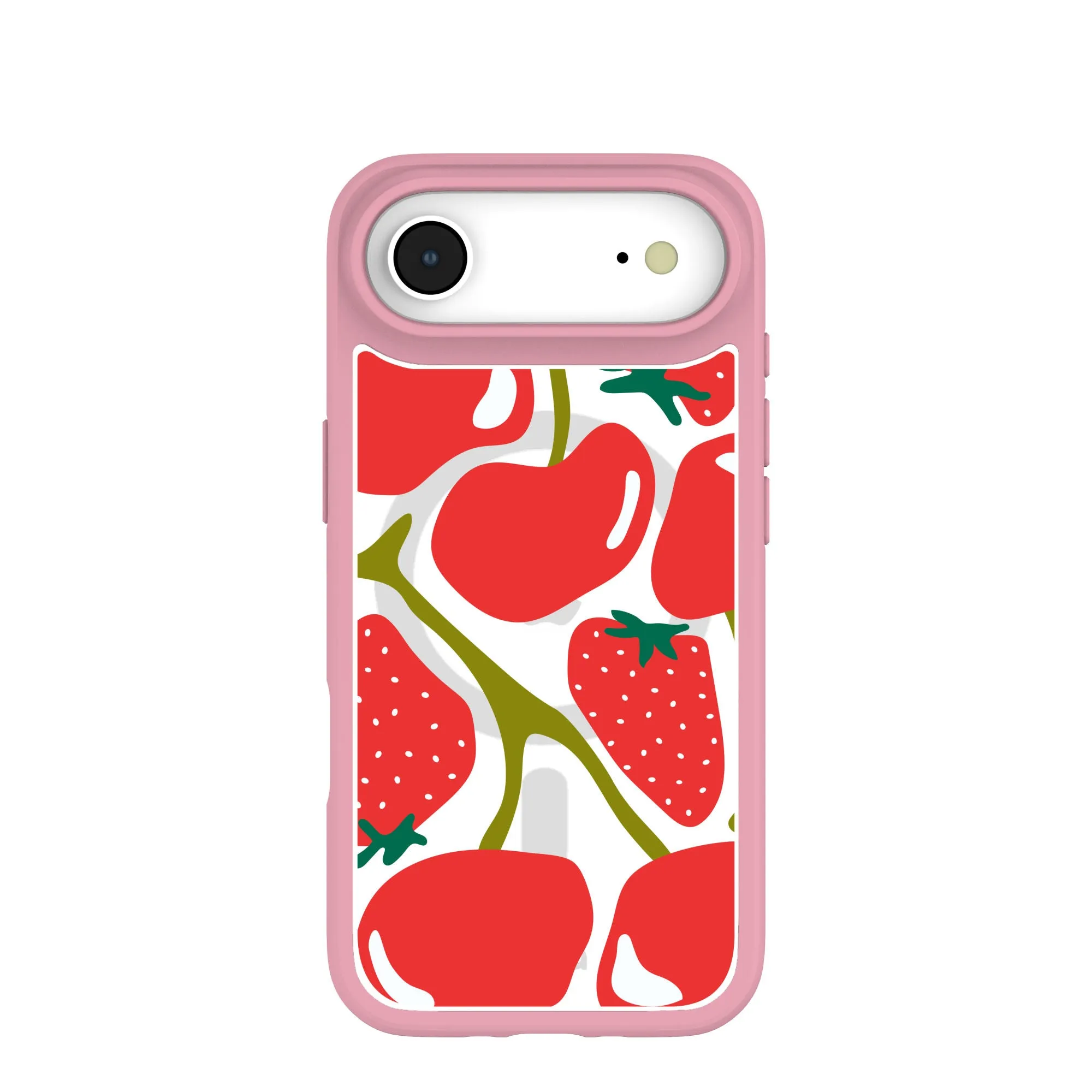Slim Texture Protective Craft Clear Cherry Berry iPhone Air Case With Petal Pink Ridge (MagSafe included)