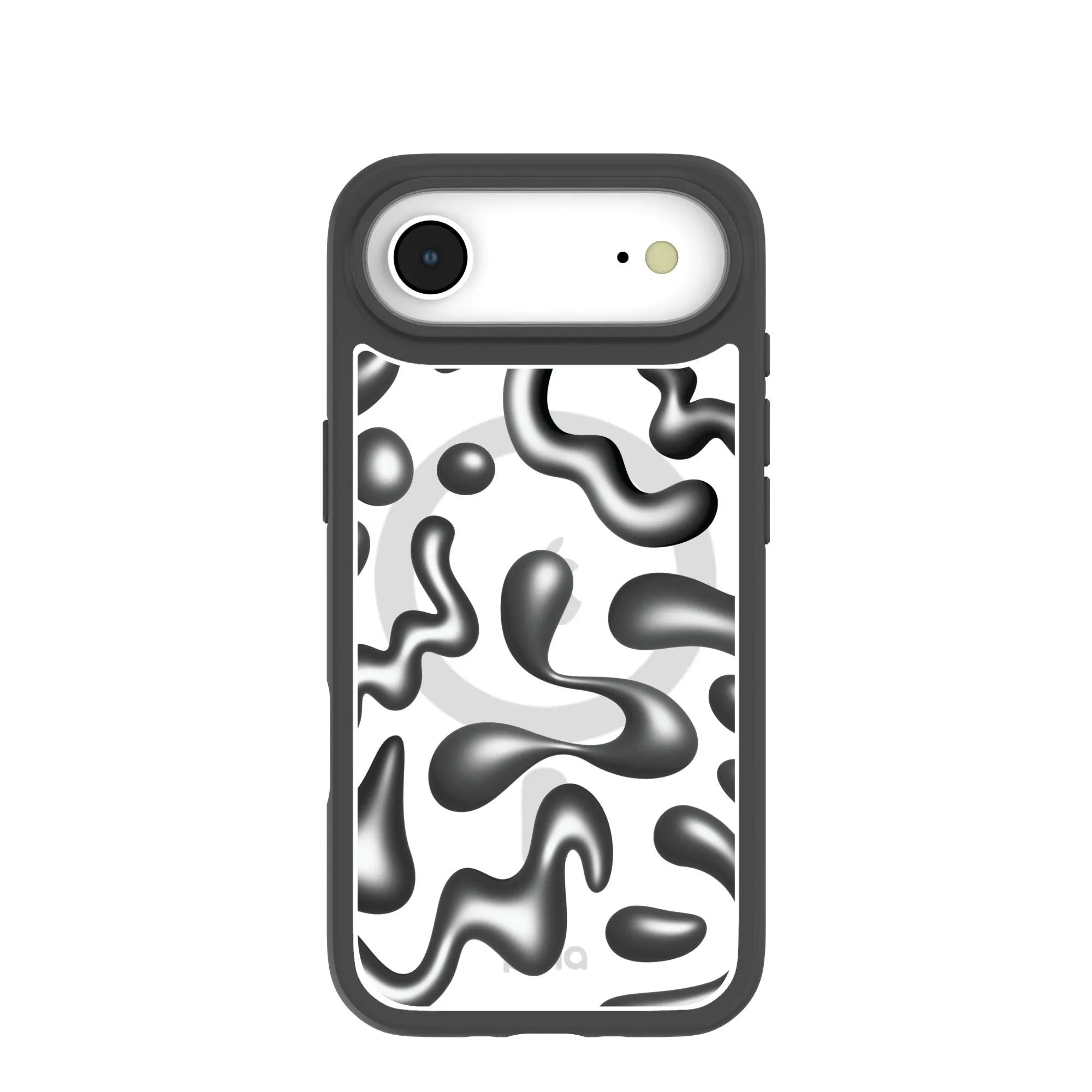 Clear Chrome Doodles iPhone Air Case With Noir Ridge (MagSafe included) Minimal Shield Hybrid Edge Finish