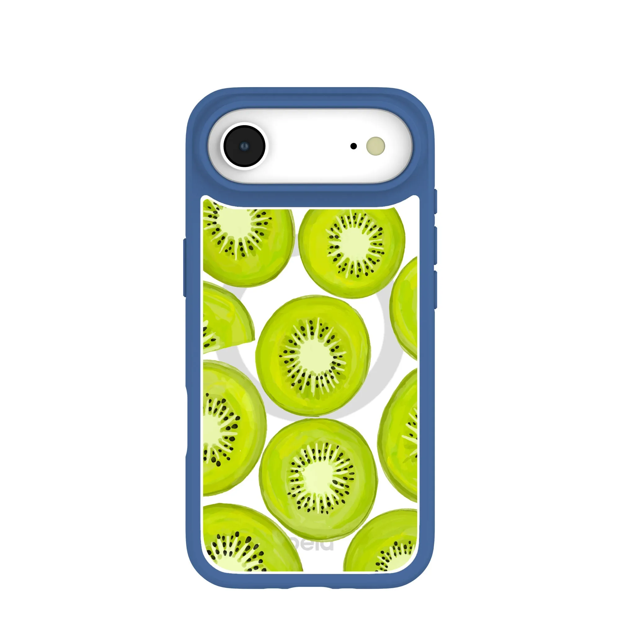 Clear Kiwi Slices iPhone Air Case With True Blue Ridge (MagSafe included) Clear Back Non Slip Surface