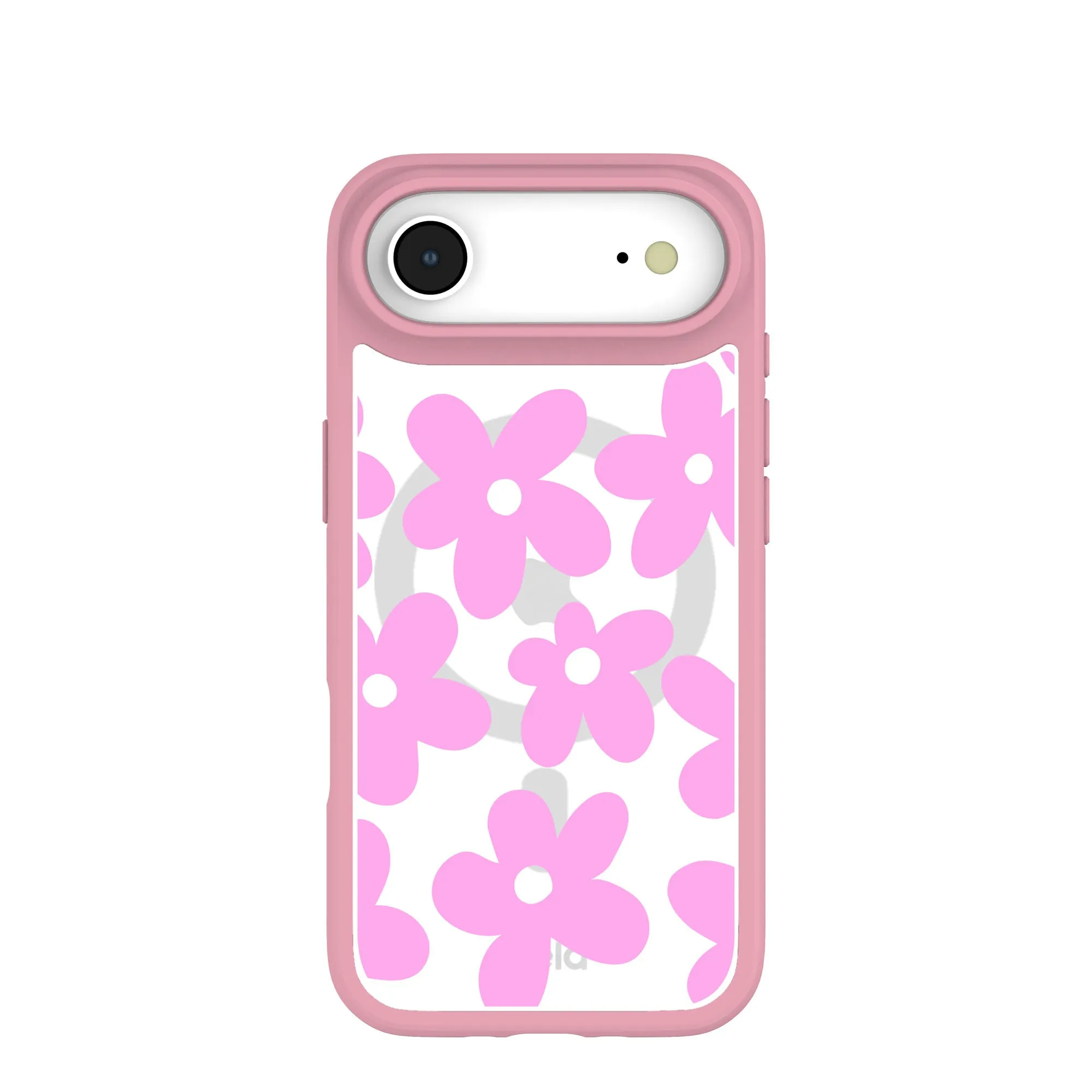 Clear Pink Blooms iPhone Air Case With Petal Pink Ridge (MagSafe included) Hybrid Frame Creative Style