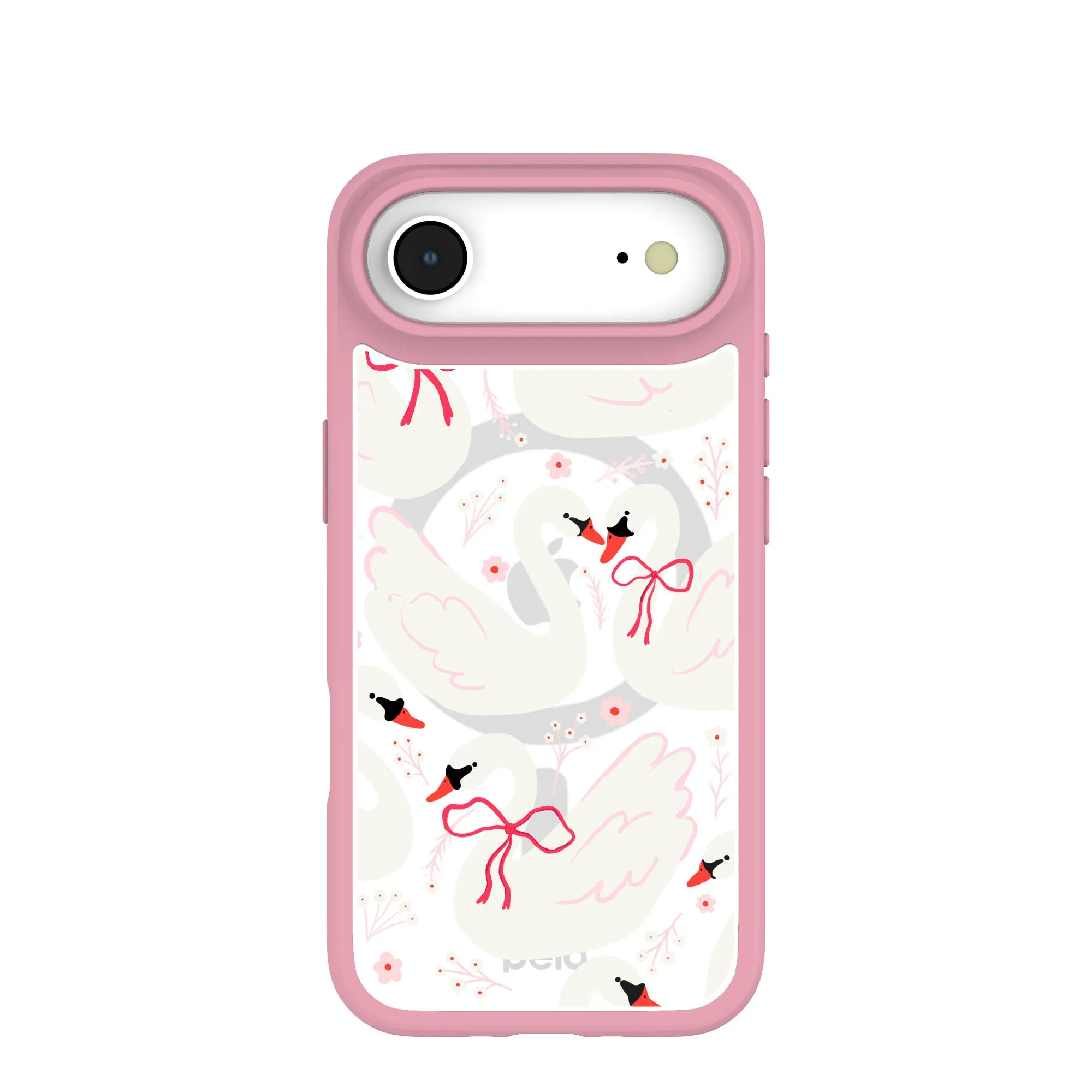 Clear Swan Garden iPhone Air Case With Petal Pink Ridge (MagSafe included) Creative Design Travel Ready