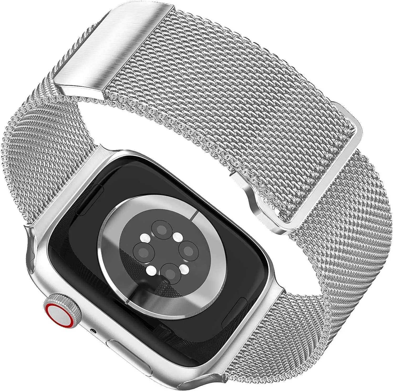 Adjustable Closure Outdoor Performance Gear Apple Watch Milanese Strap with Buckle (Silver)