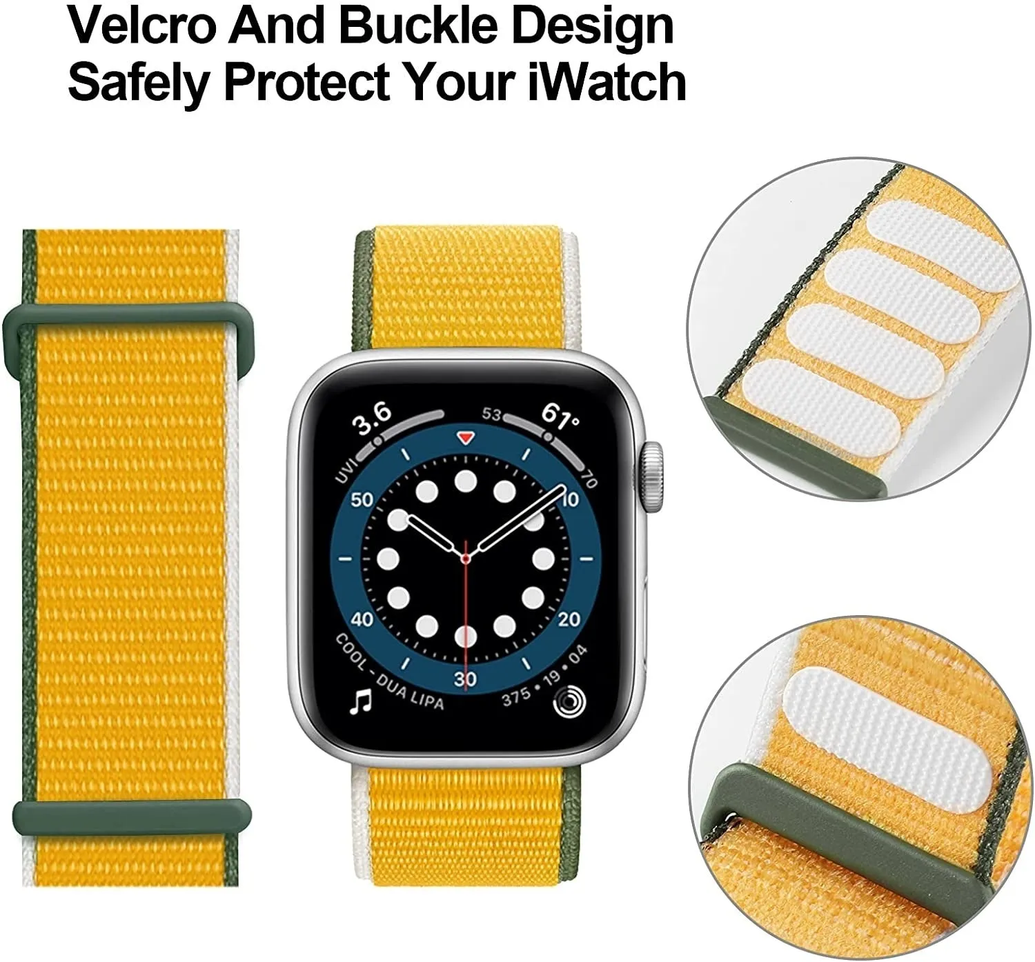 Sleek Comfort Fit Apple Watch Nylon Loop Strap (Yellow)