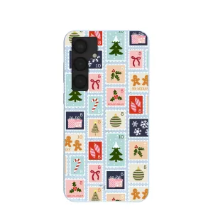 Powder Blue Noel Stamps Samsung Galaxy S25 (Plus) Case Transparent Edge Rugged Build Texture