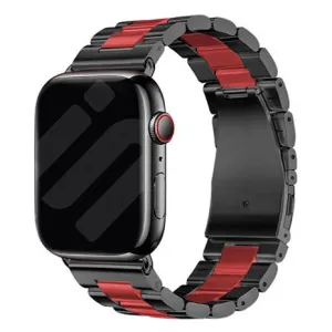 Apple Watch Steel Strap (Black/Red) Soft Texture