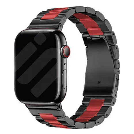 Apple Watch Steel Strap (Black/Red) Soft Texture