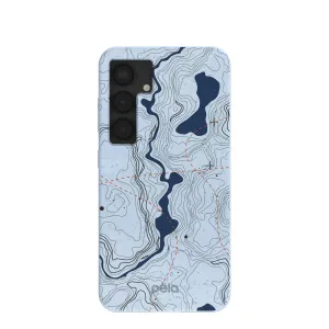 Durable Coating Powder Blue Contour Lines Samsung Galaxy S25 Case