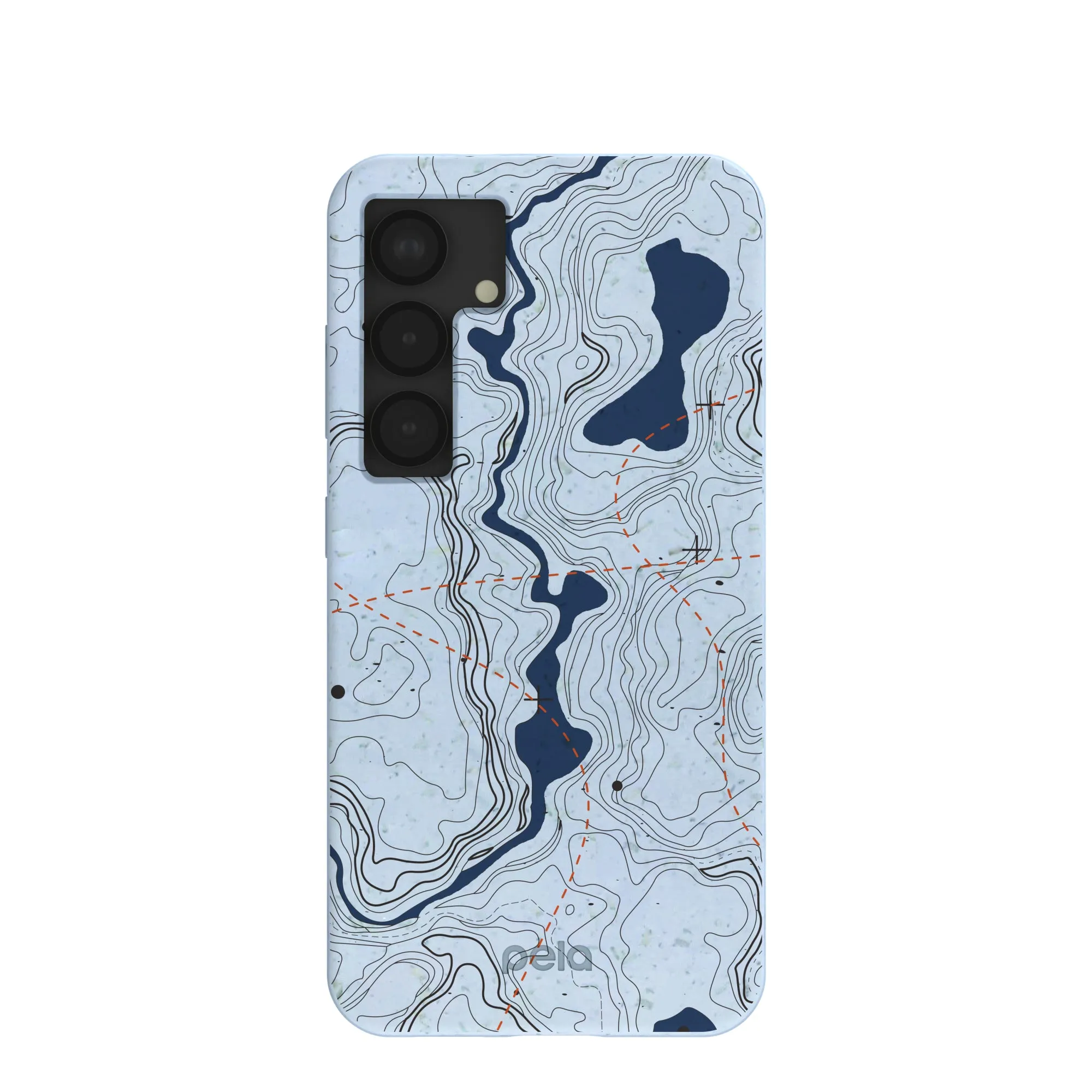 Durable Coating Powder Blue Contour Lines Samsung Galaxy S25 Case