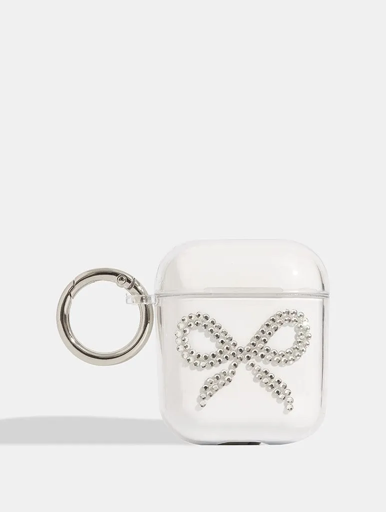 durable rubberized airpods cover Sleek Protective Holder Diamante Bow AirPods Case