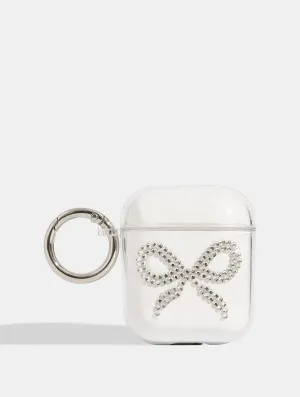 durable rubberized airpods cover Sleek Protective Holder Diamante Bow AirPods Case
