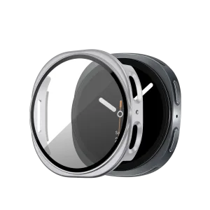 Bandz Samsung Galaxy Watch 8 - 44mm PC Cover with Glass (Silver) Rugged Armor Shielding