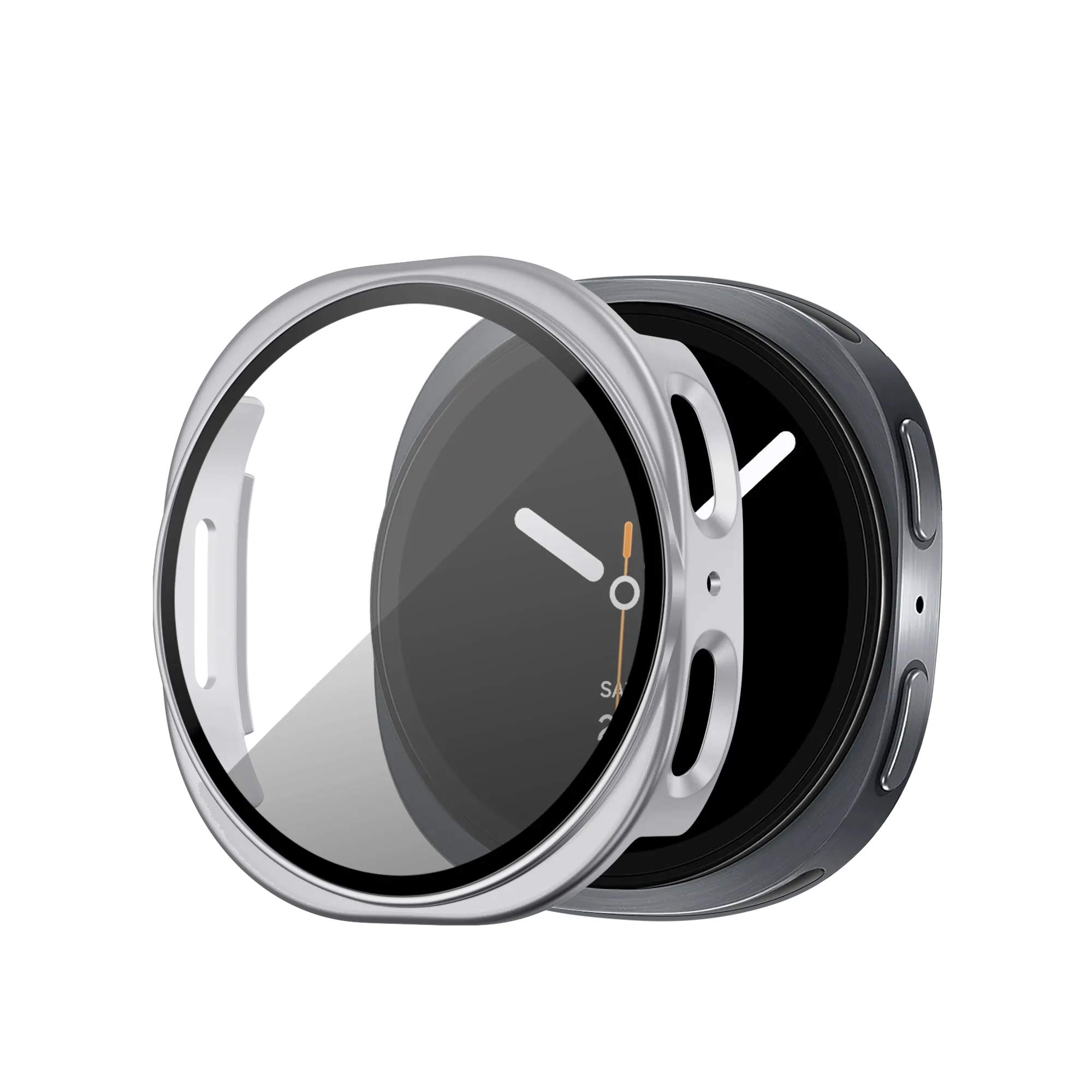 Running Shell Screen Guarding Shield Bandz Samsung Galaxy Watch 8 - 40mm PC Cover with Glass (Silver)