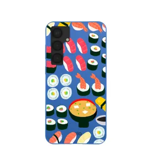 Electric Blue Sushi Night Samsung Galaxy S25 (Plus) Case Protective Layer Comfort Build Layer