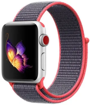 daily accessory Durable Motion Design Apple Watch Nylon Strap (Pink/Indigo)