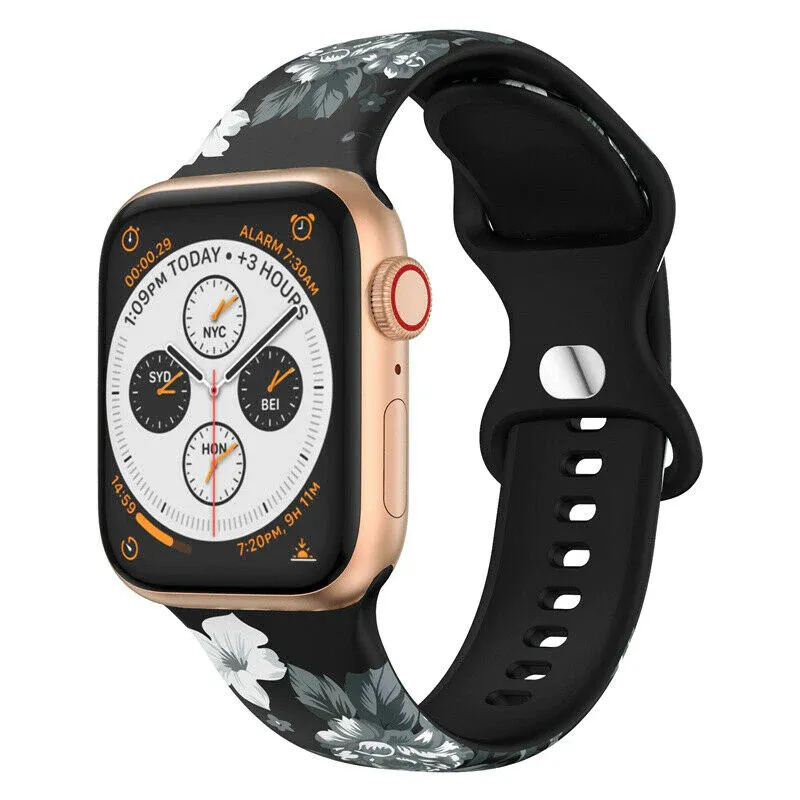 Comfort Focus Grey Flower Apple Watch Strap