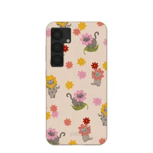 Seashell Flower Cats Samsung Galaxy S25 Case Non Slip