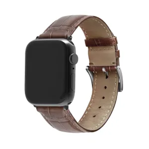 Rugged Function Urban Look Apple Watch Leather Strap Crocodile Grain (Brown)