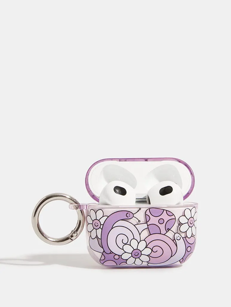 fashion leather wrap Lilac Snail Airpods Case