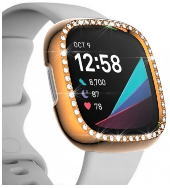 Durable Guard TPU Shell Guard Fitbit Sense Diamond PC Case (Rose Gold)