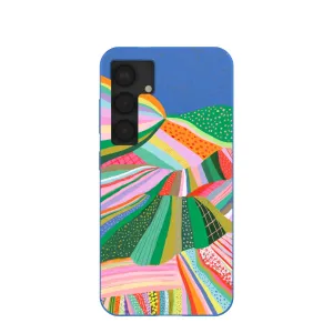 Electric Blue Bloomstatic Samsung Galaxy S25 Case Scratch Resistant Hybrid Pattern Texture