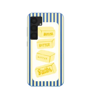 Electric Blue Butter Bars Samsung Galaxy S25 Case Non slip grip Elegant Build