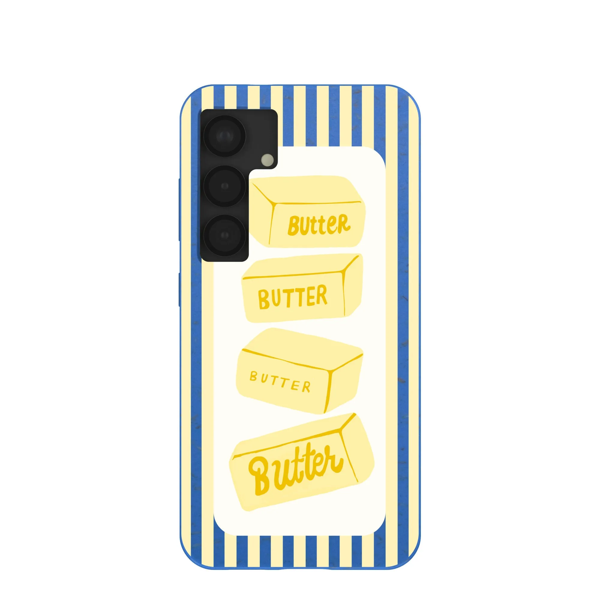 Electric Blue Butter Bars Samsung Galaxy S25 Case Non slip grip Elegant Build