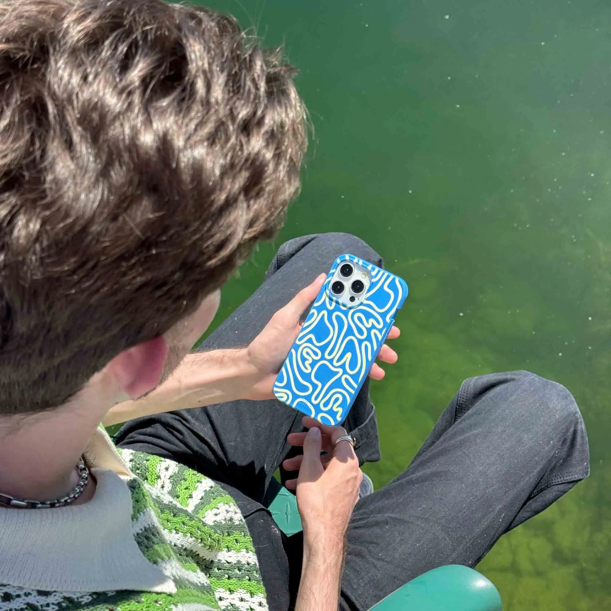 Electric Blue Dizzy Dreams iPhone Air Case Screen Bumper