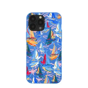 Electric Blue Dockside Dreams iPhone 13 Pro Max Case Minimal Feel