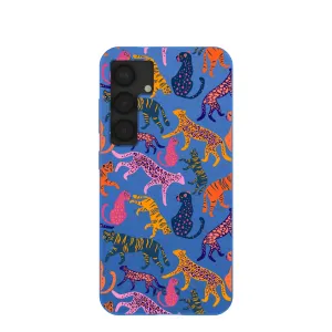 Versatile Accessory Compact Protection Electric Blue Jungle Cat Samsung Galaxy S25 Case