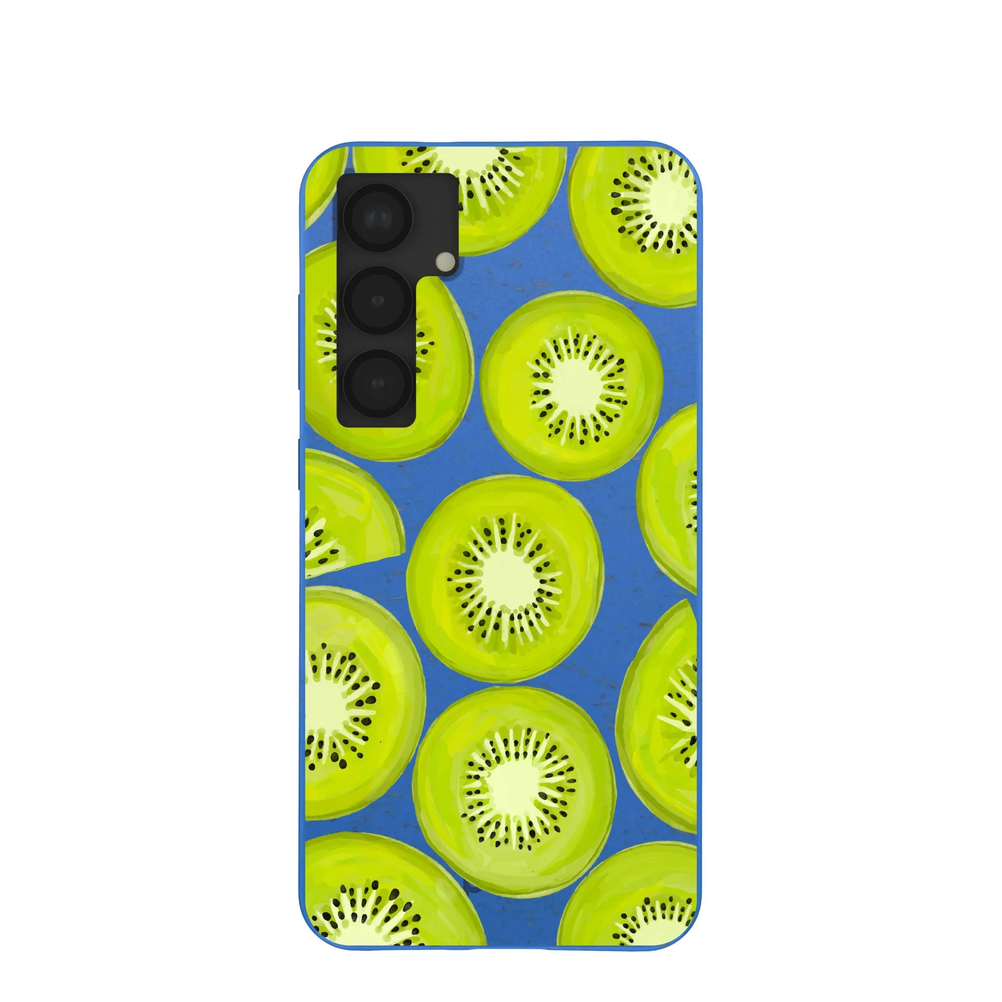 Electric Blue Kiwi Slices Samsung Galaxy S25 (Plus) Case Minimal Texture Layer Vivid Surface Detail