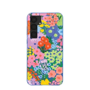 Electric Blue Painted Garden Samsung Galaxy S25 (Plus) Case Soft Layer Texture Outdoor Use