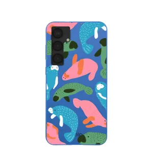 Lightweight accessory Electric Blue Sea Cows Samsung Galaxy S25 (Plus) Case