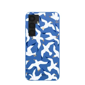 Electric Blue Seagulls Samsung Galaxy S25 (Plus) Case Travel Essential Soft Touching