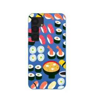 Electric Blue Sushi Night Samsung Galaxy S25 Case Smooth Grip
