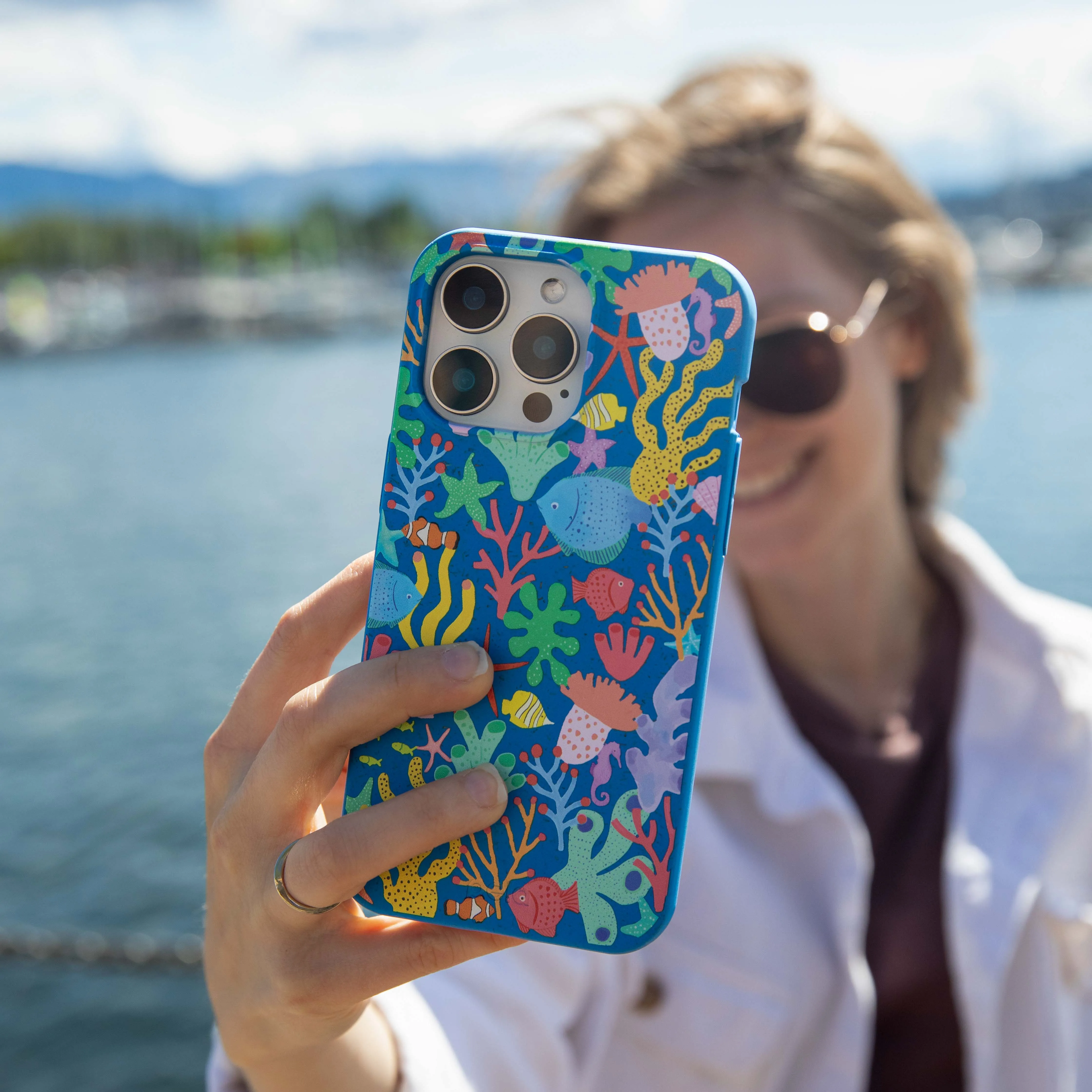 Electric Blue Underwater Blooms iPhone Air Case Sleek Profile Smooth Layer