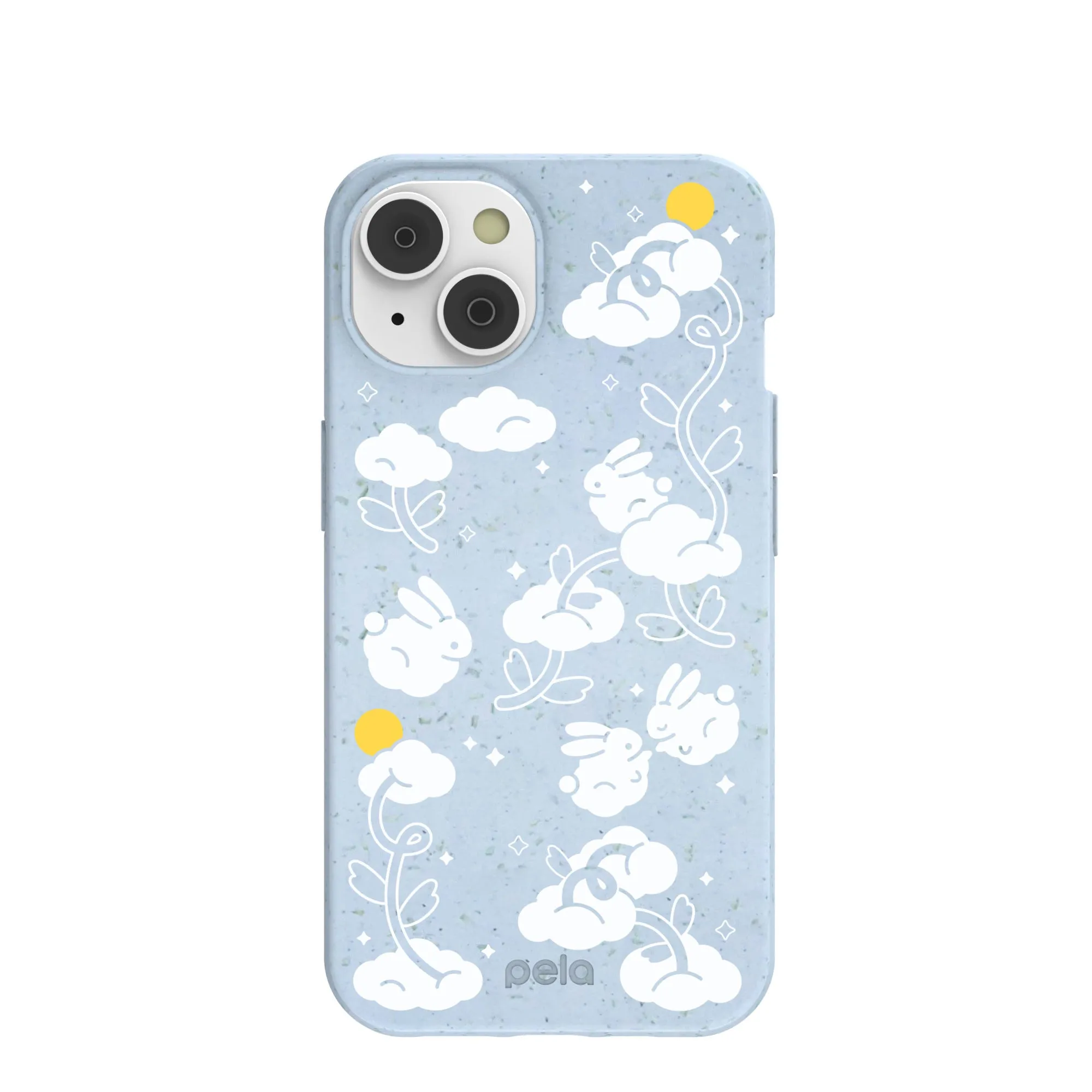 Powder Blue Fluffy Flower iPhone 14/16e Case Easy Access