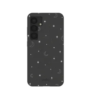 Black Quiet Stars Samsung Galaxy S25 Case Hybrid Texture Design Durable Texture Build
