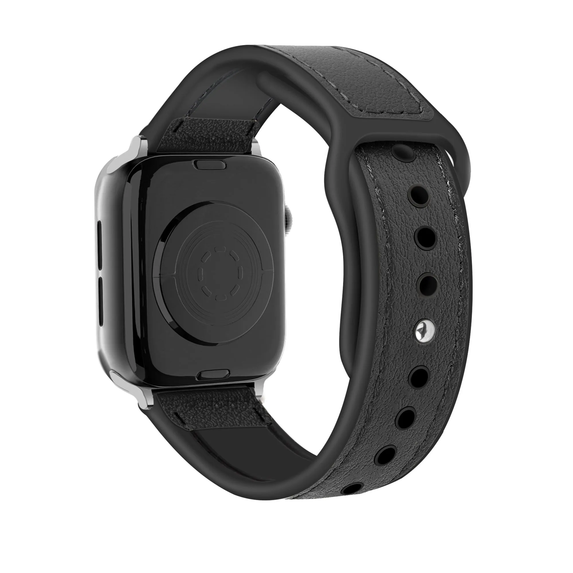 Premium Band Apple Watch Hybrid Leather Strap (Black)
