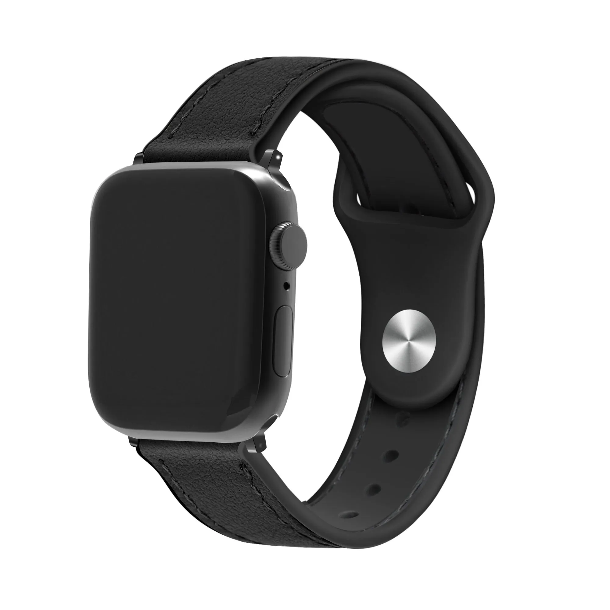 Apple Watch Hybrid Leather Strap (Black) Durable Material Luxury Comfort Feel