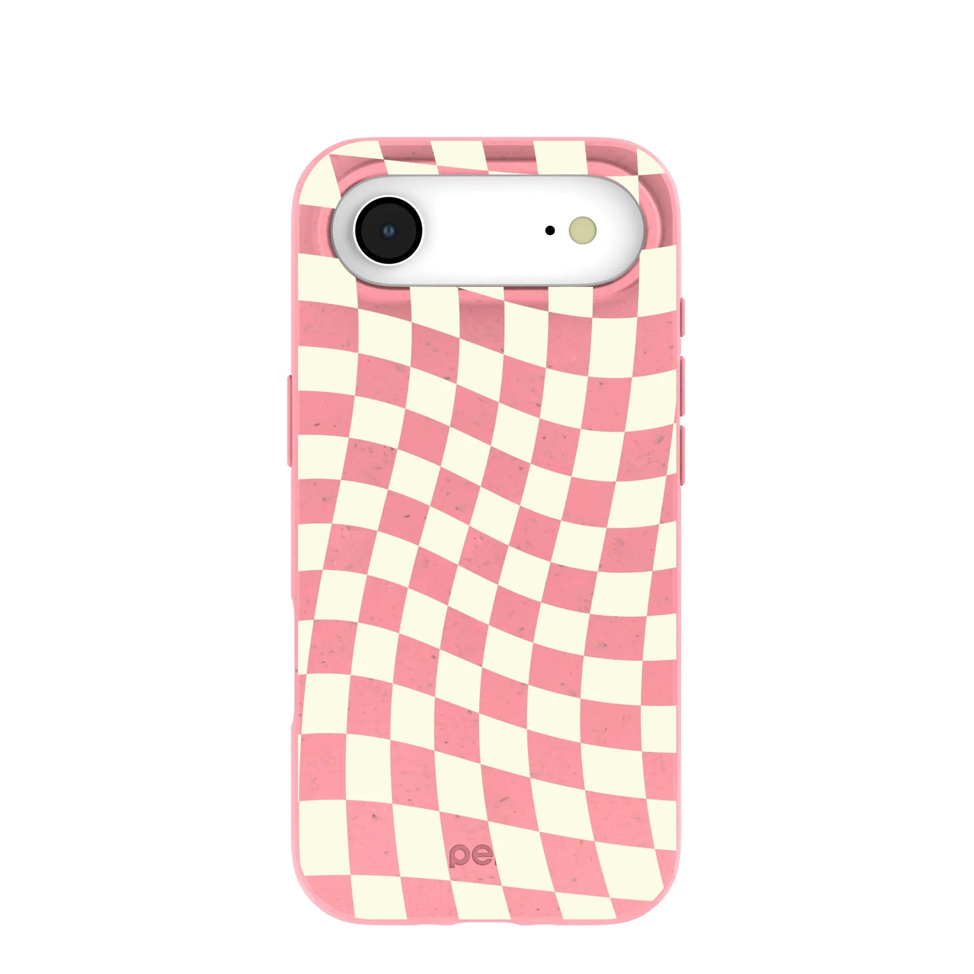 Bubblegum Pink Warped Checkers iPhone Air Case Unique Pattern