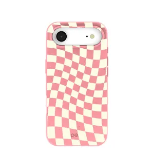 Bubblegum Pink Warped Checkers iPhone Air Case Unique Pattern