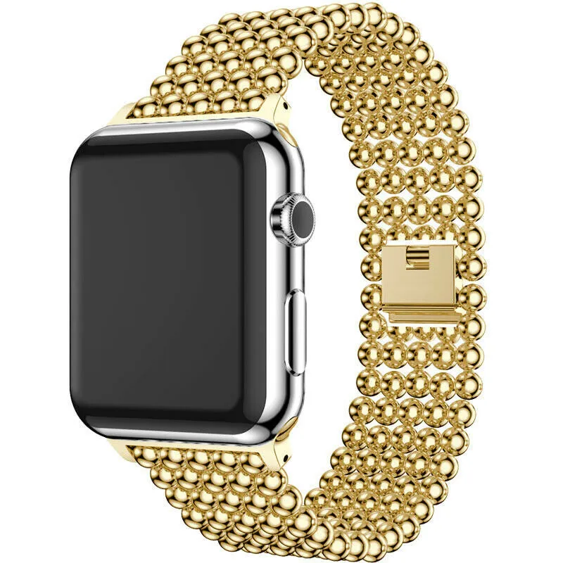 Apple Watch Beaded Steel Strap (Gold) All Purpose Wear Smooth Touch
