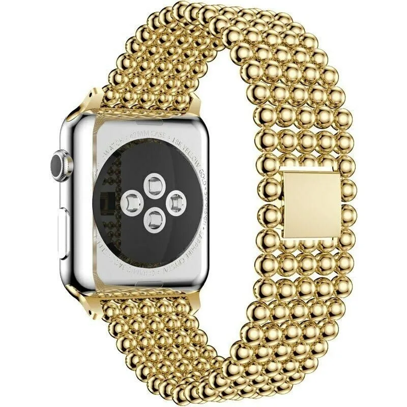 Apple Watch Beaded Steel Strap (Gold) Comfort Accessory