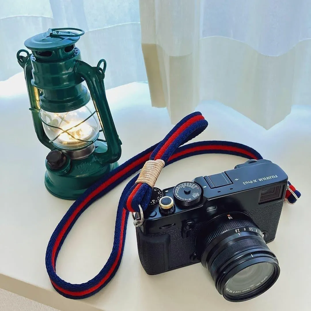 Flat Blue/Red Acrylic Camera Strap Detachable Lanyard Phone Concert