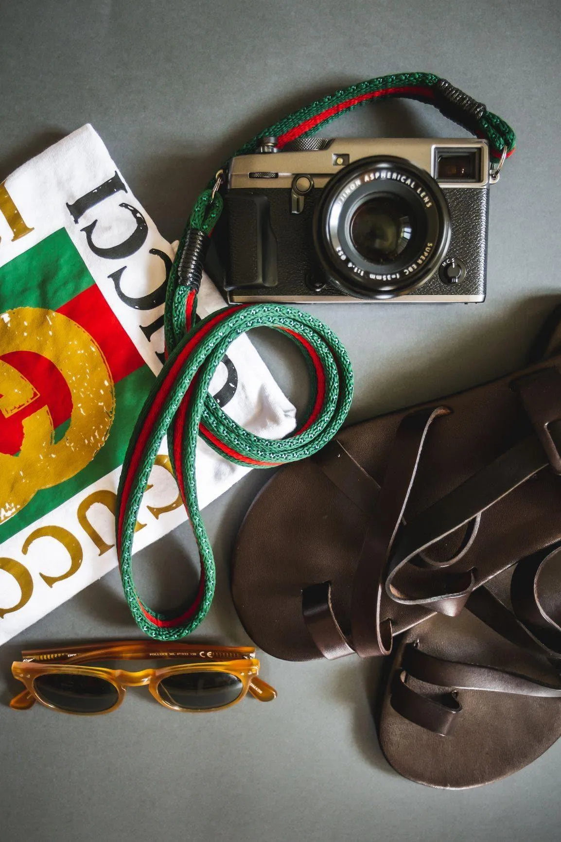 Wearable Lanyard Flat Green/Red Acrylic Camera Strap