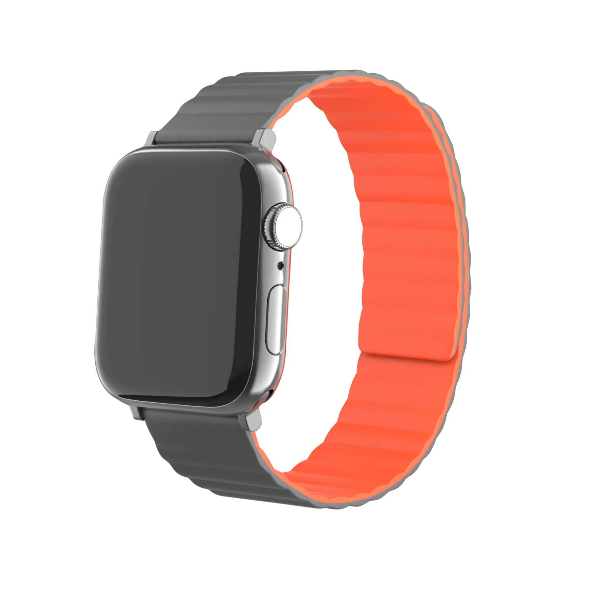 Elegant Band Active Choice Apple Watch Magnetic Silicone Strap (Grey/Orange)