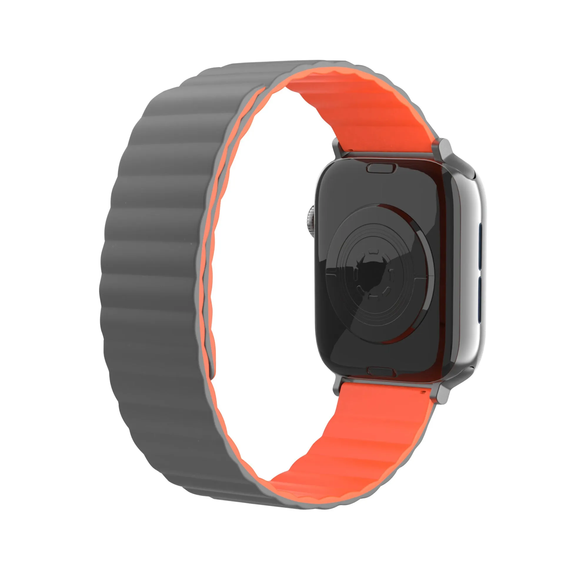 Outdoor Motion Gear Apple Watch Magnetic Silicone Strap (Grey/Orange)