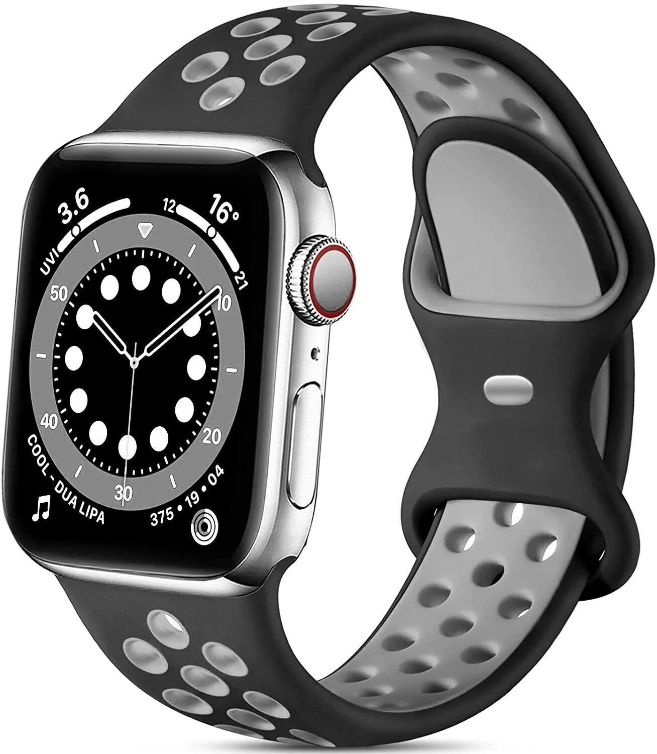 Apple Watch Sport Strap Classic (Black/Grey) Smooth Surface Light Design Feel