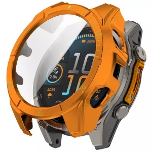 Garmin Fenix 8 - 51mm SOLAR Hard Case with Glass (Orange/Green) Scratch Armor Shell Chemical resistant